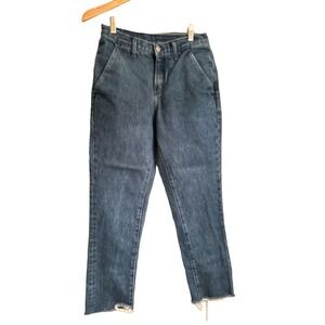 CARMAR Women's Mid Rise Straight Leg Raw Hem Cotton Denim Jeans Size 25 Blue